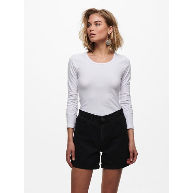 Only witte dames t-shirt   Ronde hals   Slim Fit   Duurzaam   Lange mouw Wit XL