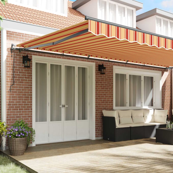 vidaXL - Uitschuifbare - luifel - Geel - en - Oranje - 600 - × - 300 - cm
