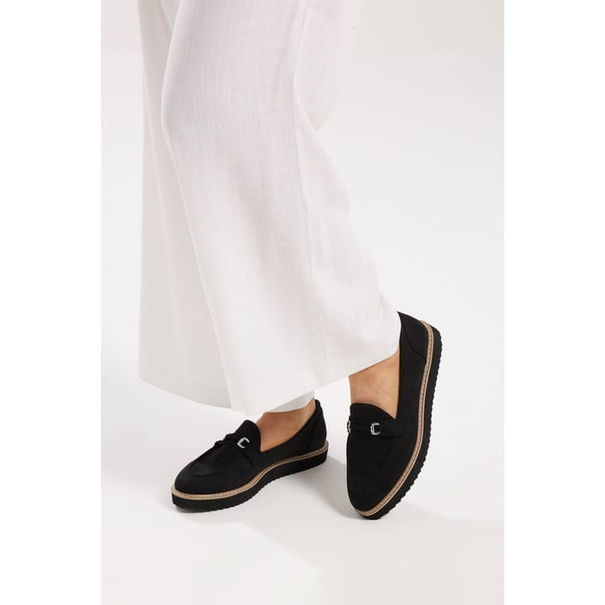Yours Zwarte Snaffle Loafers Van Imitatiesuède In Brede Epasvormsize 37EEE