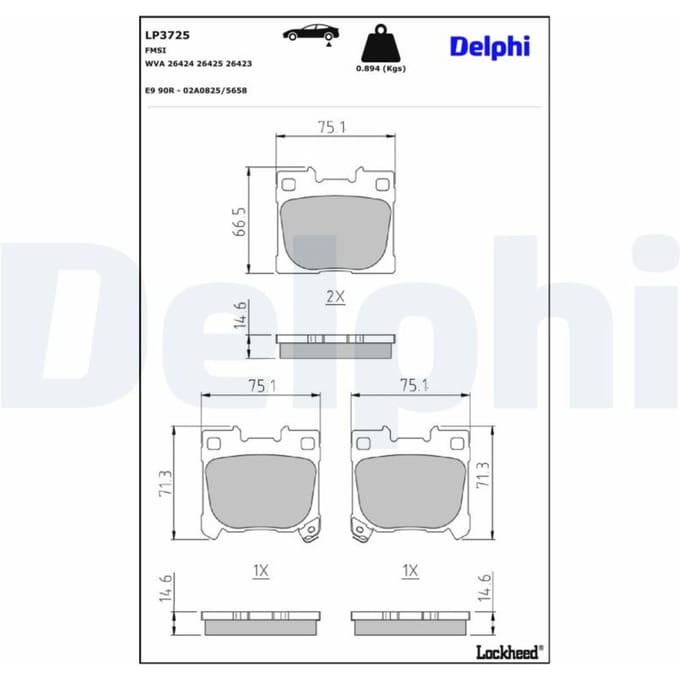 Remblokset DELPHI LP3725, achter