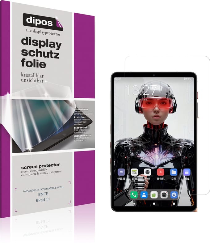 dipos – 2x Beschermfolie geschikt voor BNCF BPad T1 | Krasbestendige & heldere Screenprotector Ultra-Thin