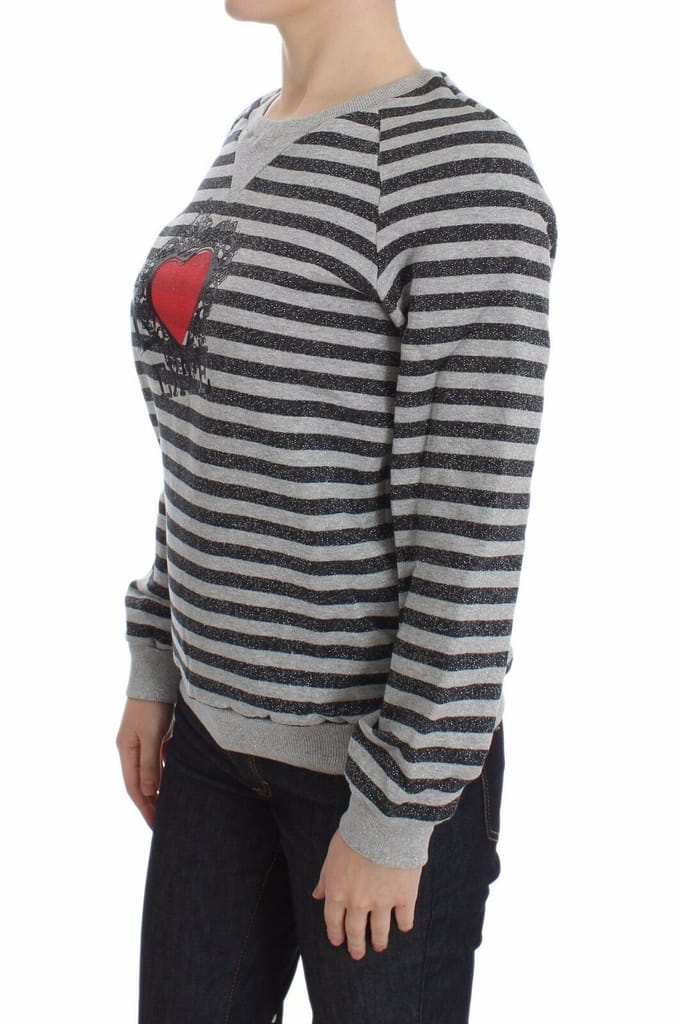 Exte Vrouwen Grijs Gestreept Katoenen Crewneck Sweater