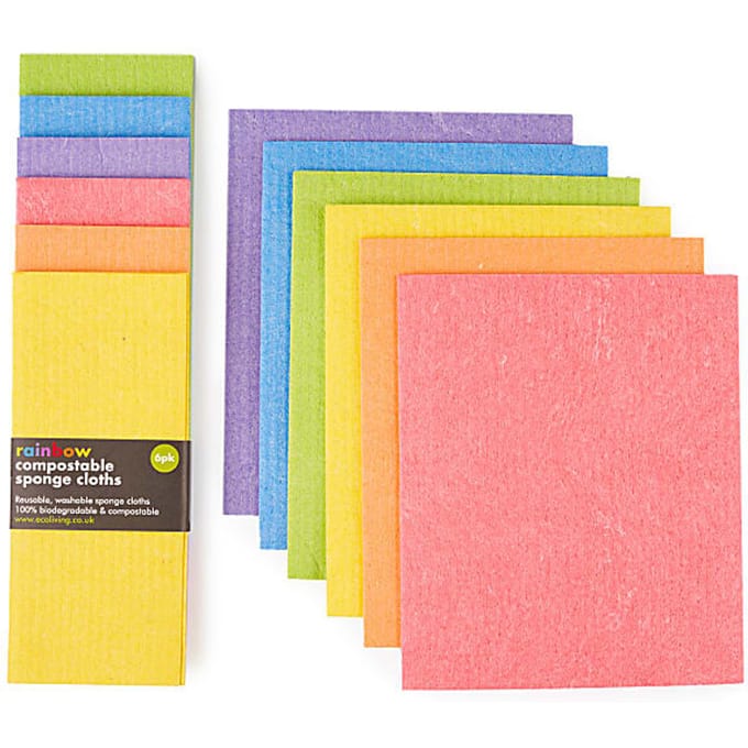 Eco Living Composteerbare Schoonmaakdoeken x6 - Regenboog