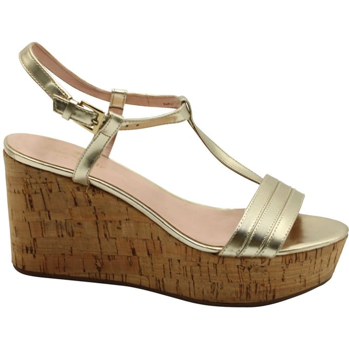 Metaalgele Wedge Sandalen