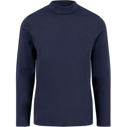 Fynch-Hatton T-Shirt Cotton Rollneck Interlock Long Sleeve Navy / male