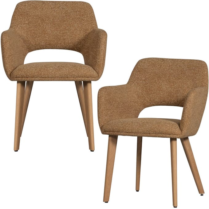 WOOOD Murat Eetkamerstoelen Houten Naturel Poot - Geel - Set van 2