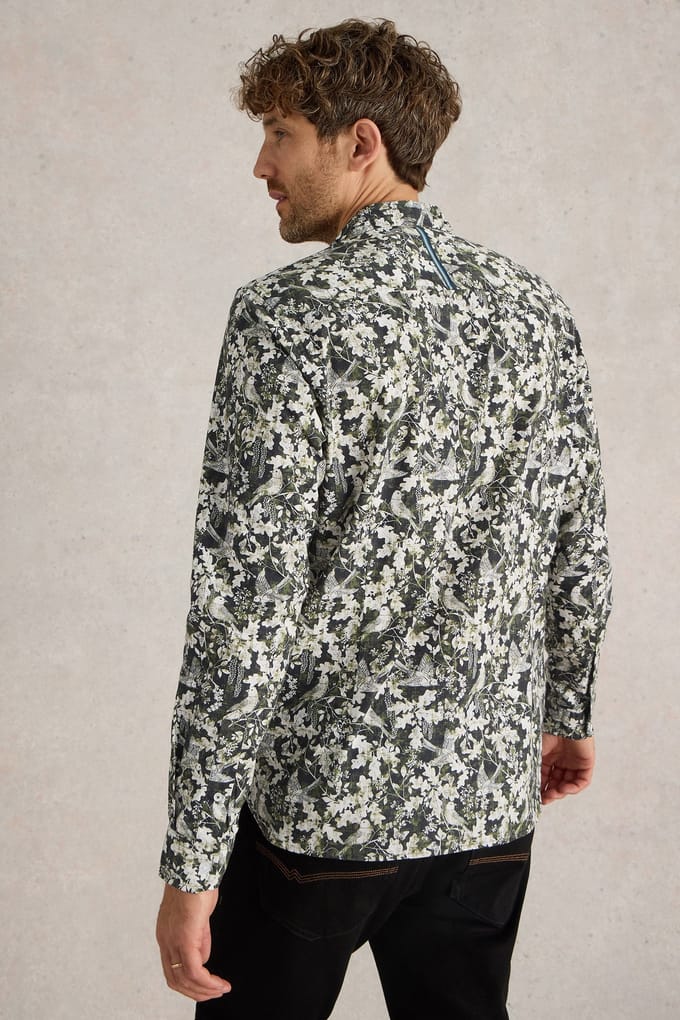 White Stuff Hawthorn Bird Printed Shirt Black Multi Größe: M | Casual hemden Outlet | Herren | Schwarz