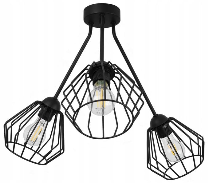 Zwarte Hanglamp Loft Stijl - 3xE27 - Moderne Woonkamer
