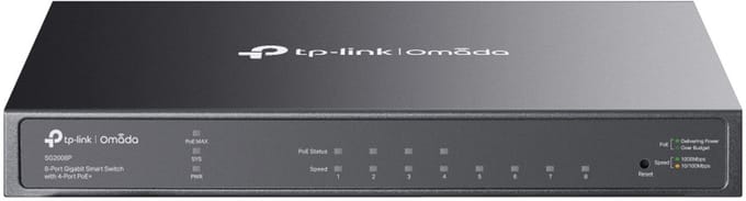 TP-Link TL-SG2008P JetStream 8-Port Gigabit Smart Switch with 4-Port PoE+ (62W)