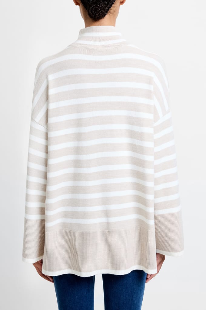 French Connection Babysoft High Nk Sd Split Jmpr Oatmeal Mel/wint Wht Maat: M | Sweaters Outlet | Dames | Beige
