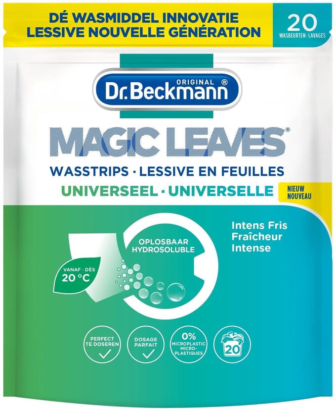 Dr. Beckmann Magic Leaves Universeel - Wasstrips - Wasmiddeldoekjes