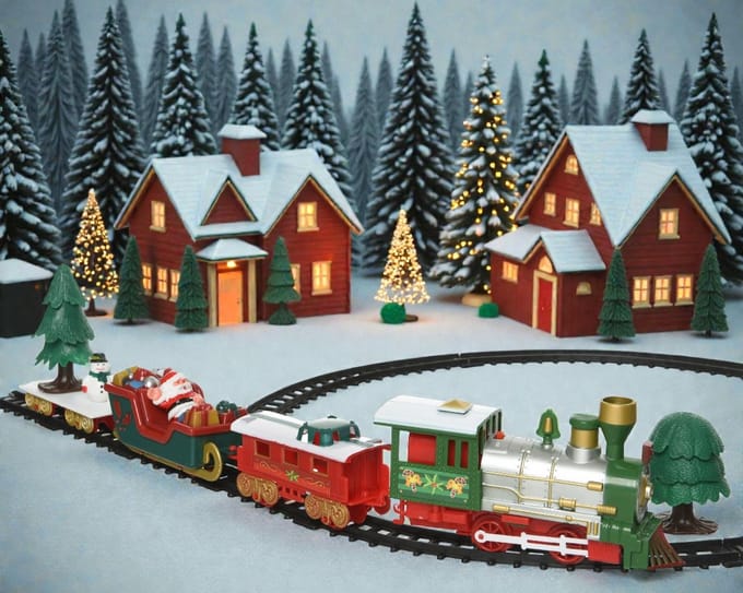 Lumineo led kersttrein op batterij - 283 cm
