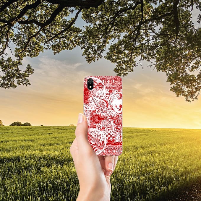 Silicone Back Case Xiaomi Redmi 7A Angel Skull Rood