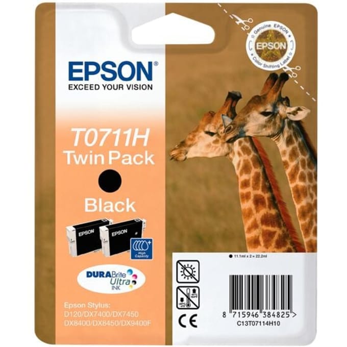Epson T0711H inktcartridge zwart 2 stuks (origineel)