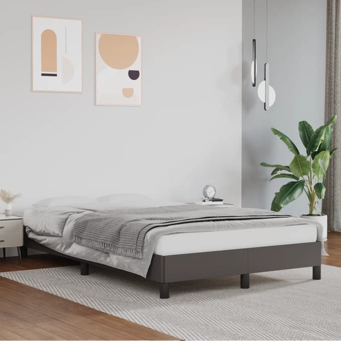 vidaXL - Bedframe - kunstleer - grijs - 120x200 - cm