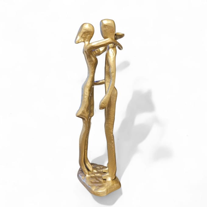 Sculptuur Hart voor Elkaar beeld – goud– 6 x 5 x 18 cm