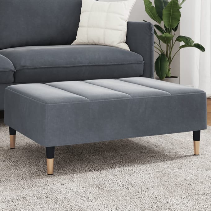 vidaXL - Voetenbank - 77x55x31 - cm - fluweel - donkergrijs