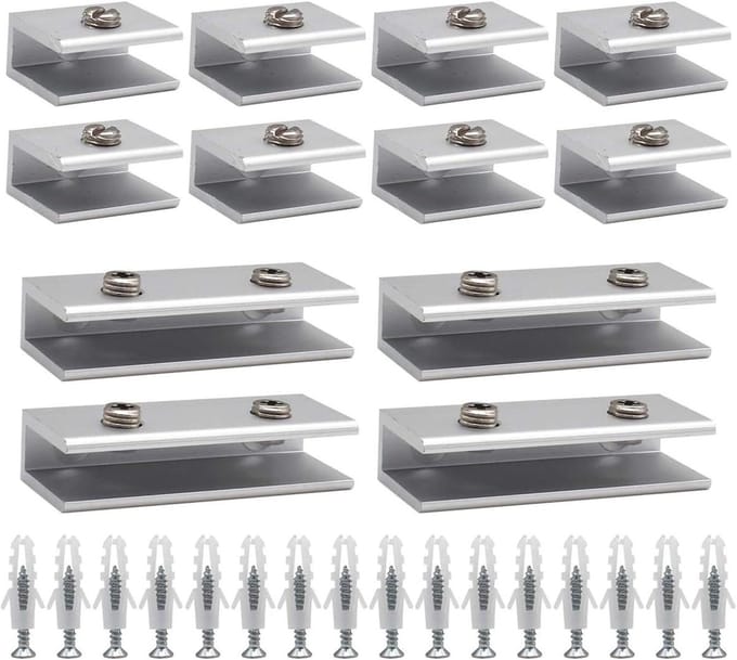 Allecta - Aluminium Glasplaat Ondersteuning Clip - 12 Stuks - 6-8mm Dikte - Trapleuning Balustrades