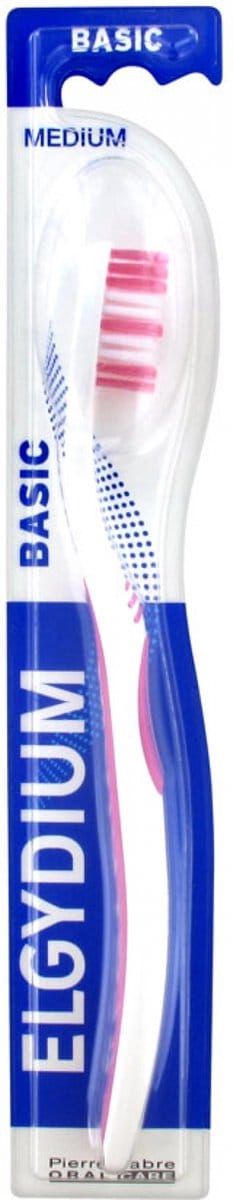 Elgydium Basic Medium Tandenborstel (Kleur : Roos)