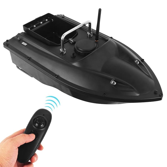 Draadloze afstandsbediening Visaas Boot Visserij Feeder Viszoeker Apparaat 430-540 yards Afstandsbediening Single Bait Container -- EU Plug black