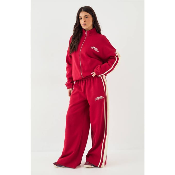 Dames DSGN Studio Oversized Wide Leg Jogger | Red | Maat: XS