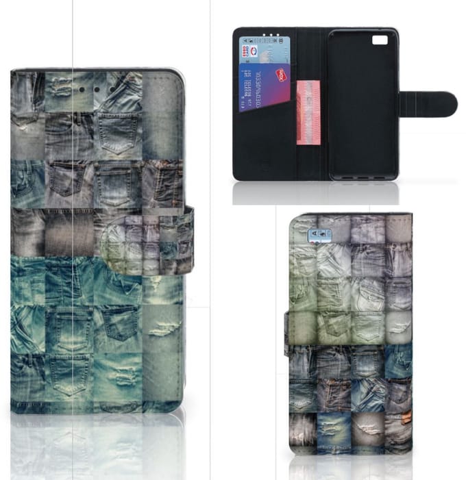 Wallet Case met Pasjes Huawei Ascend P8 Lite Spijkerbroeken