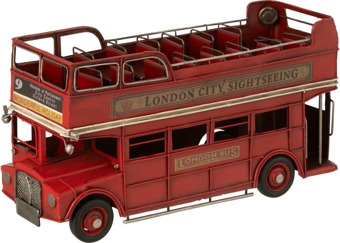 J-Line decoratie Bus Antiek - metaal - rood