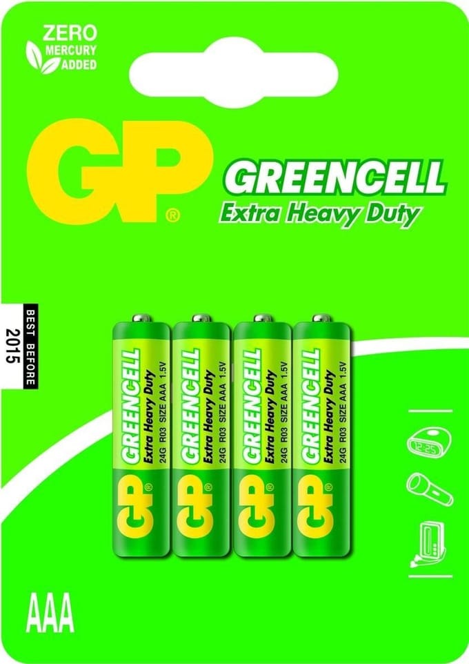 GP Greencell AAA batterij 1,5 Volt set van 4