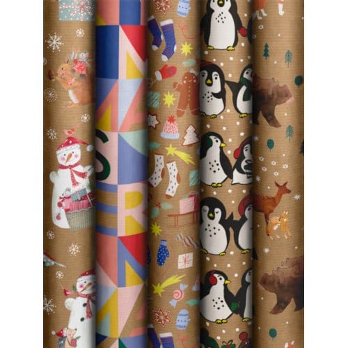 Stewo kerst cadeaupapier cookie and friends, formaat 70 x 300 cm, assorti