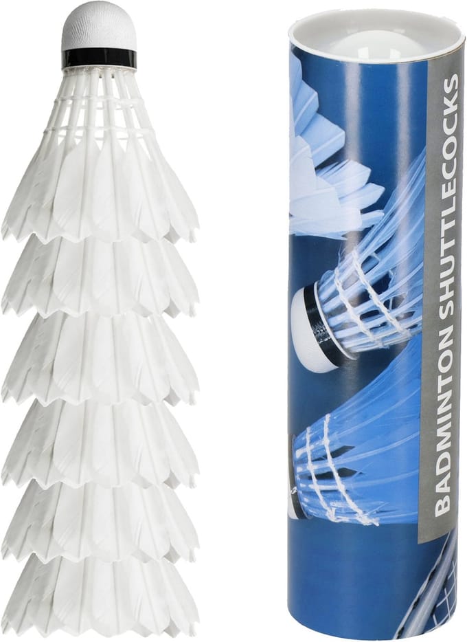 Springos Badminton Shuttles - 6 Stuks - Badminton - Professioneel - Kunststof - Wit