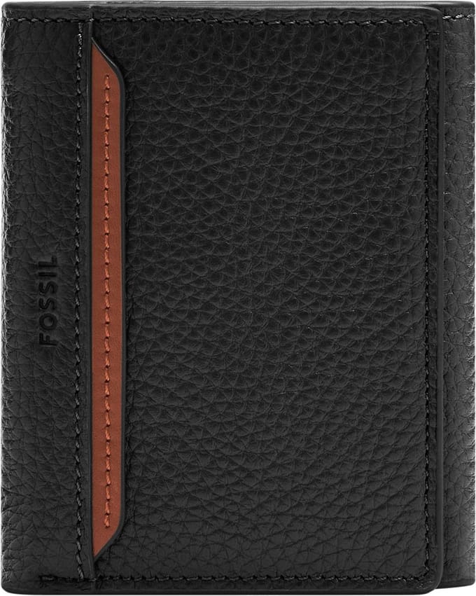 FOSSIL Portemonnee Huntington Trifold Black Zwart