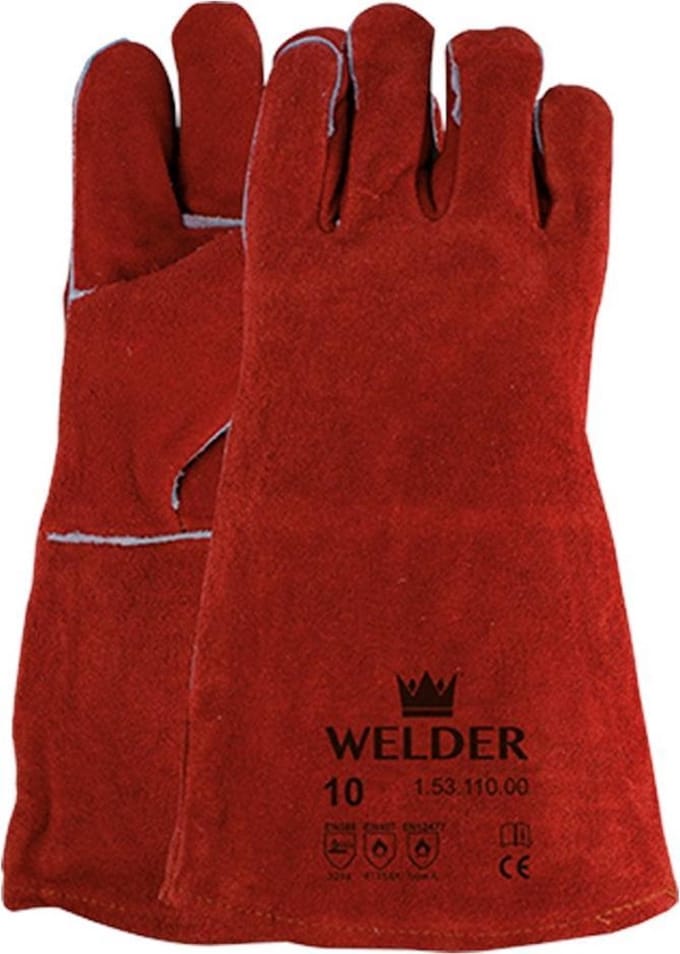Bull-Welder lashandschoenen rood rundsplit