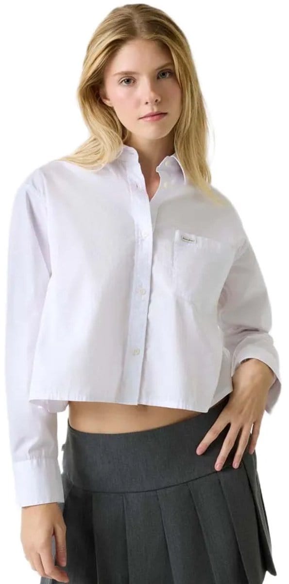 Guess Jeans W6rh64wh7p1 Cropped Overhemd Met Lange Mouwen Wit L Vrouw
