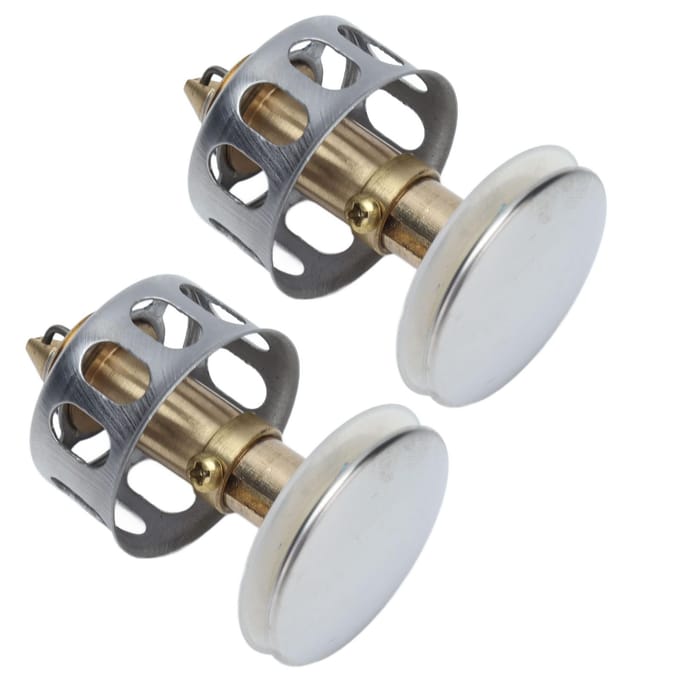 2 Pièces Push Bounce Core Bouchon d'Évier Universel à Poussoir Filtre de Drain Pop-Up pour Salle de Bain gray
