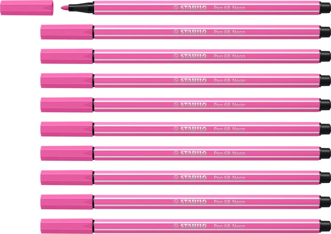 STABILO Pen 68 - Premium Viltstift - Neon Roze - Doos 10 stuks