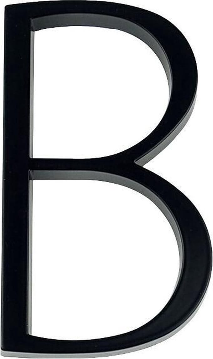 ***Zwart Modern Huisnummer - letter B - Zwevend Huisnummer 125mm - van Heble® ***