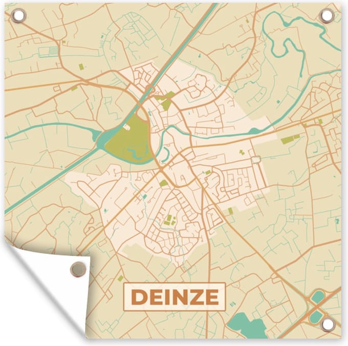 Tuindoek Stadskaart - Deinze - Plattegrond - België - Kaart - 100x100 cm