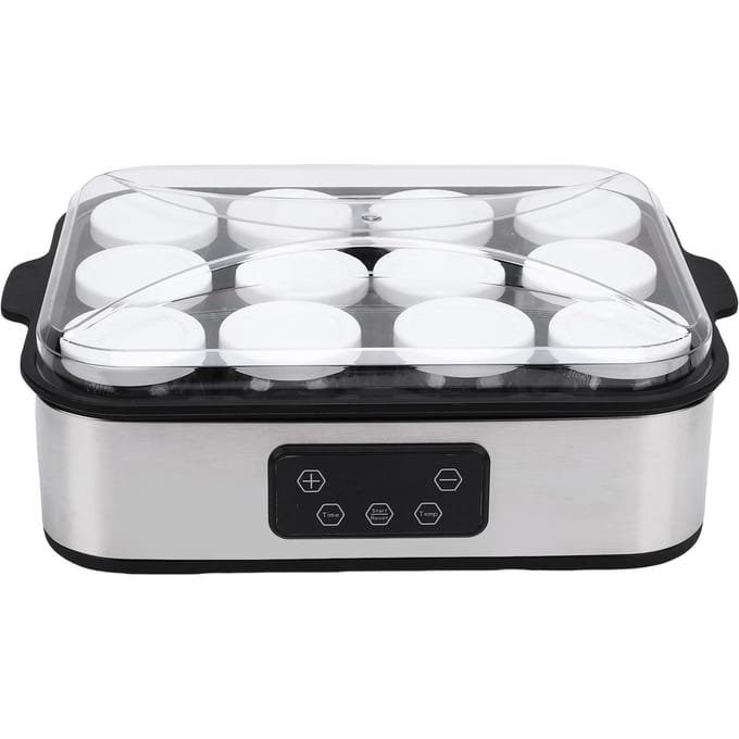 Elektrische Yoghurtmaker Machine 0 48u Timer Automatische Yoghurtmaker Constante Temperatuur met 12 Stuks 180ml Bekers L gray