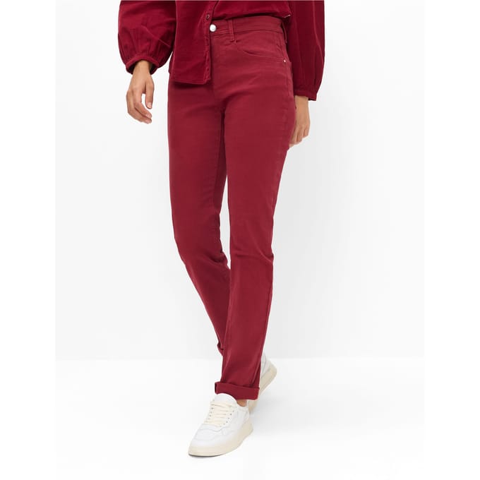 Brax Dames Jeans  Style CAROLA WINE RED, denim donkerrood, maat 46