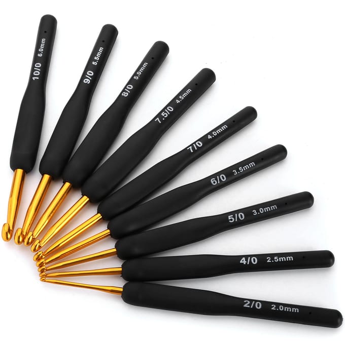9 stuks haaknaald trui naaigaren zwarte handgreep knutselaccessoires breigereedschap black