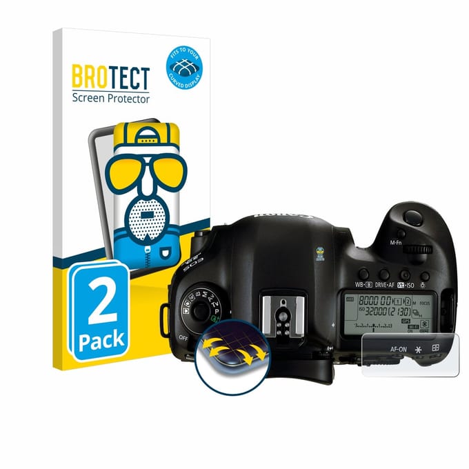 BROTECT - Screenprotector voor Canon EOS 5D Mark IV (Schouderdisplay) - Folie Beschermfolie matte volledig dekking 2 Stuks