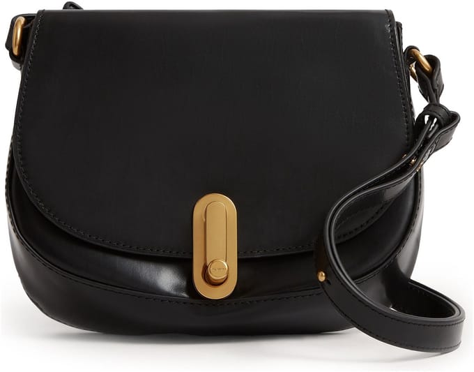 Ted Baker Leren schoudertas Kkhayli Twist Lock Detail Shoulder Bag Black zwart