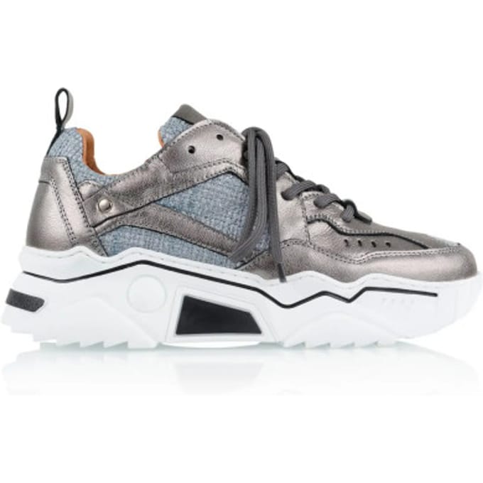 DWRS® Dames Sneakers - Grijs - 80% Leer - Maat 37