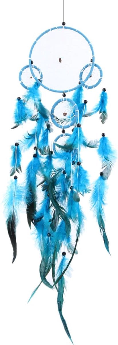 Grote Dromenvanger – Blauw met Veren – Betere Nachtrust – Slaapkamer Decoratie