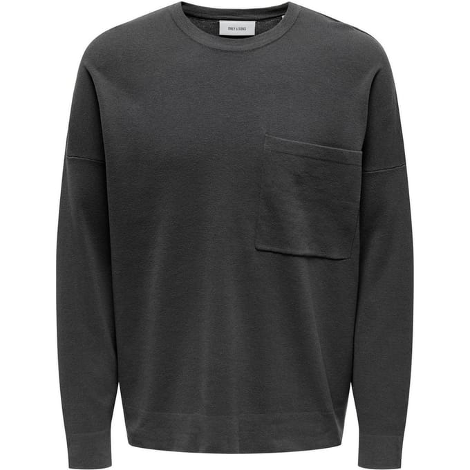 Only Heren Sweatshirt met Ontspannen Hals (Magneet)