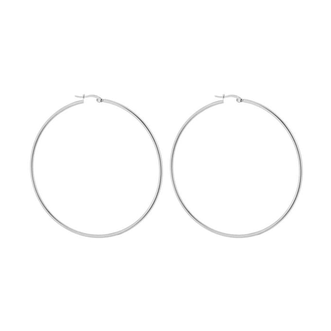 Bijoutheek Oorringen Hoop 2mm Dun 7cm Zilverkleurig