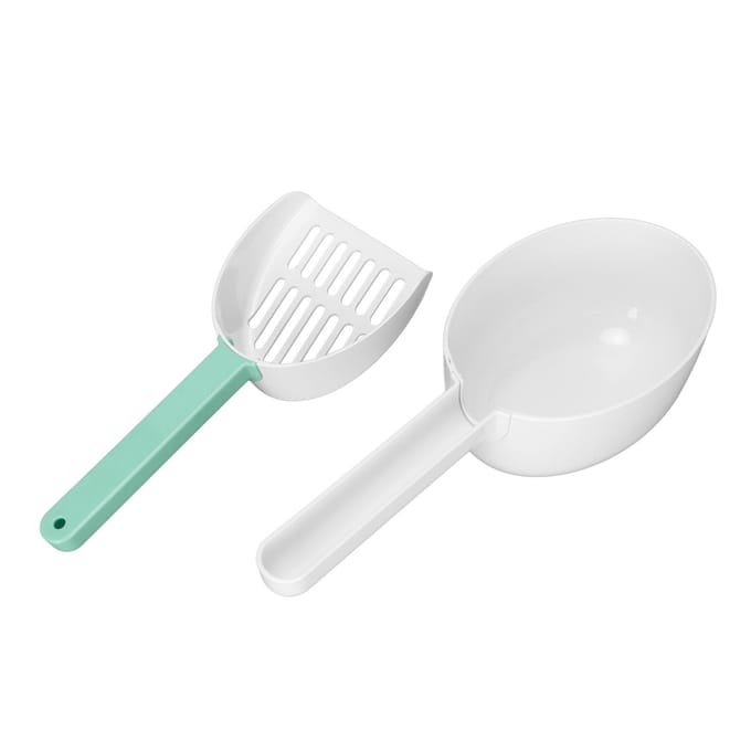 Kattenbakschep 7mm Lekgaatje ABS Afneembaar Handige Kattenpoepschep met Zeef voor Katten blauw