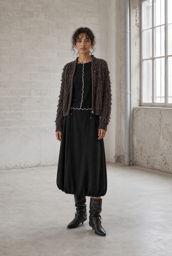 Albina skirt technical jersey | Black - Black / S
