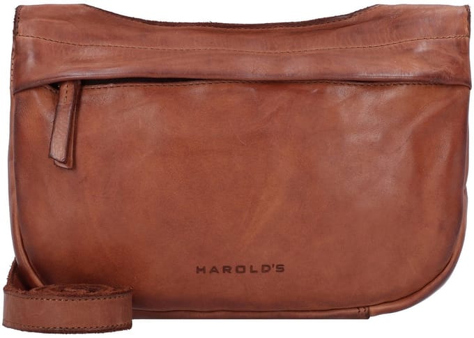 HAROLD'S Leren Schoudertas Submarine Shoulderbag Zip Cognac Bruine