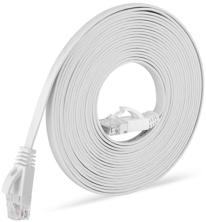 EXCITAT Ethernetkabel - Cat 6 - Hoge snelheid - Plat - 1000 Mbps - 20 m - voor routers en modems - Wit